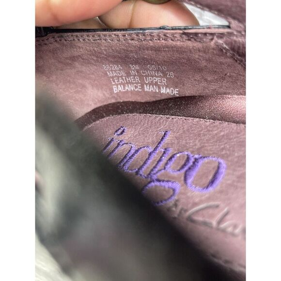 INDIGO BY CLARKS Black Lea Bishop Studded Slip On Strap Wedge Women’s 8M US/39EU - Picture 10 of 16